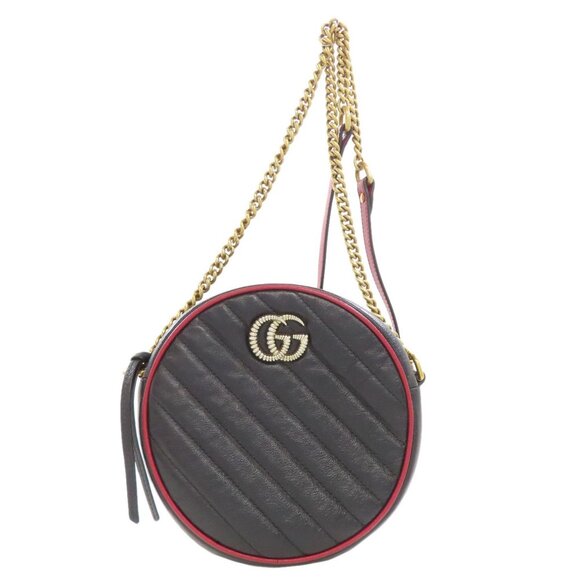 GUCCI 550154 Round Chain Shoulder Bag Leather - Picture 1 of 11